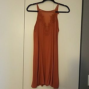 Lush lace inset trapeze dress